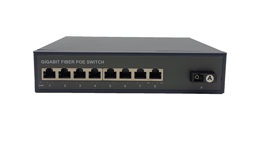 8-Port 10/100/1000Mbps PoE switch with 1SC