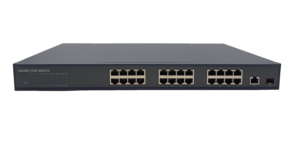 24-Port 10/100/1000Mbps PoE switch with 1RJ45 +1SFP